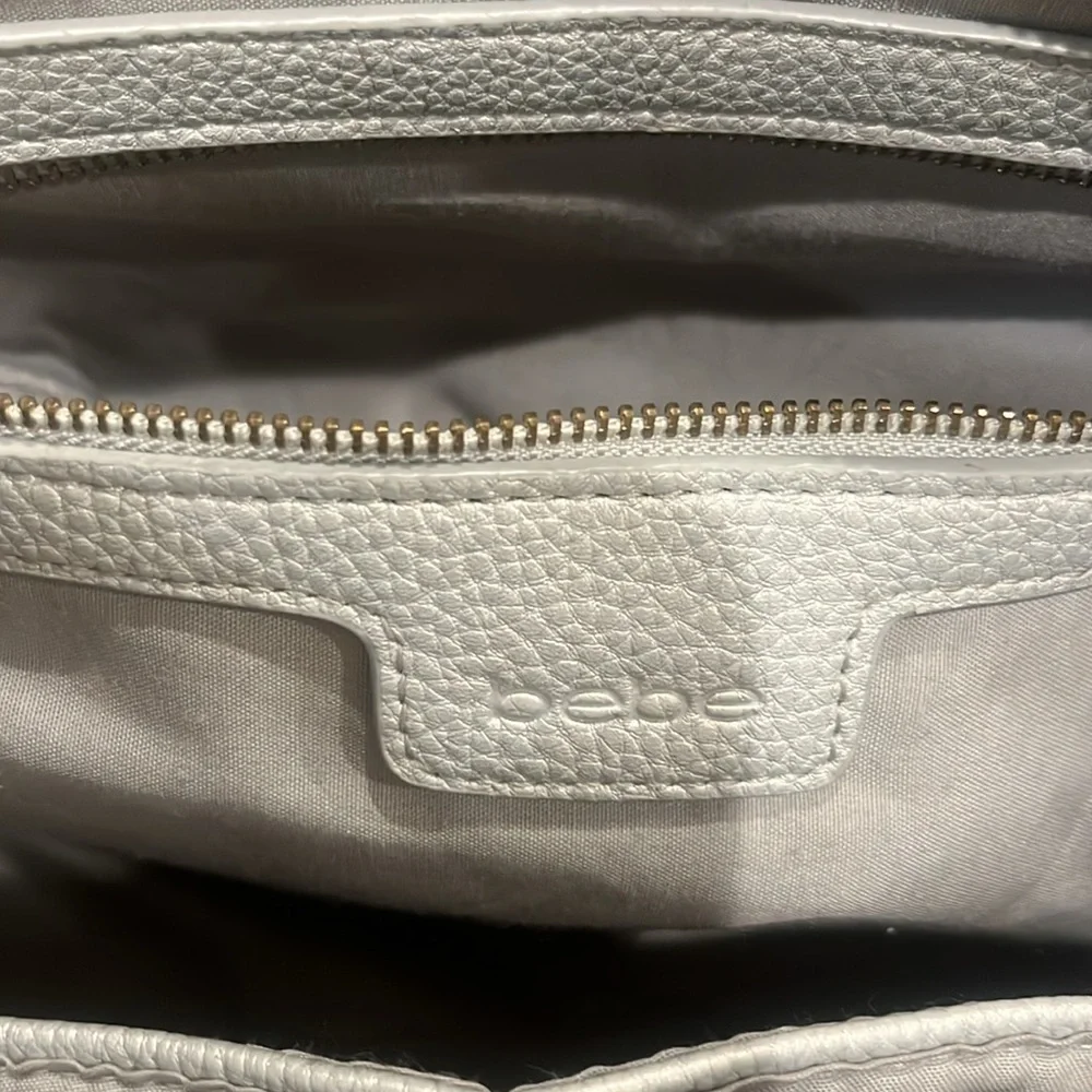 Bebe Natalie Satchel Purse silver and golds accents. - Picture 8 of 11
